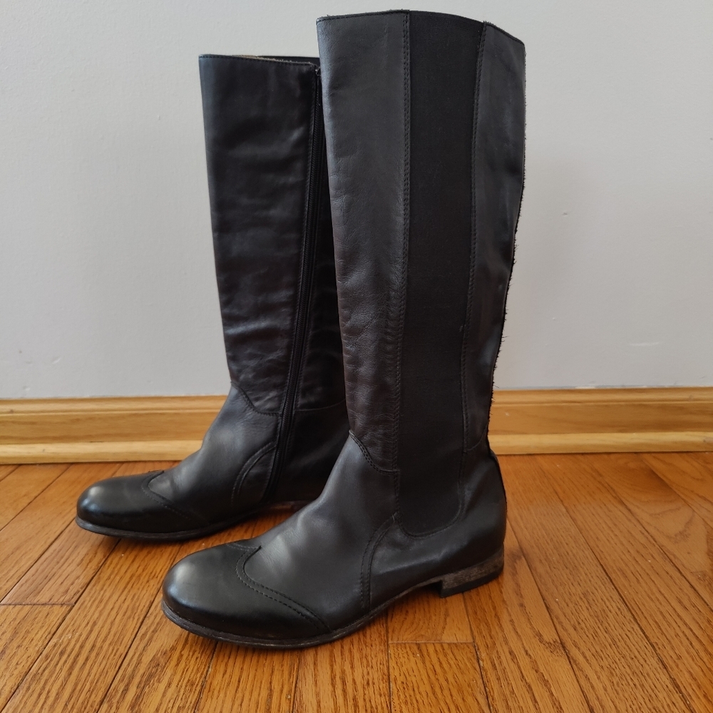 Moma Women's Tall Leather Boots in Black